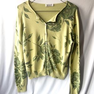 Vintage green floral cardigan